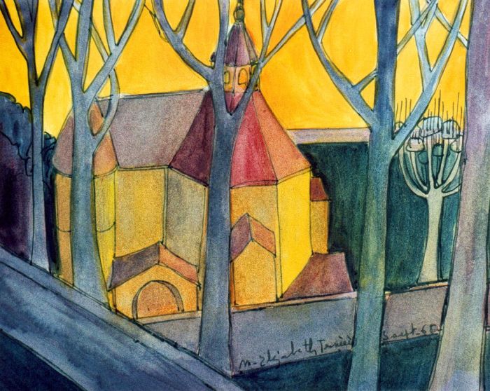 Chapelle de l'adoration  (2e version : ciel jaune doré)