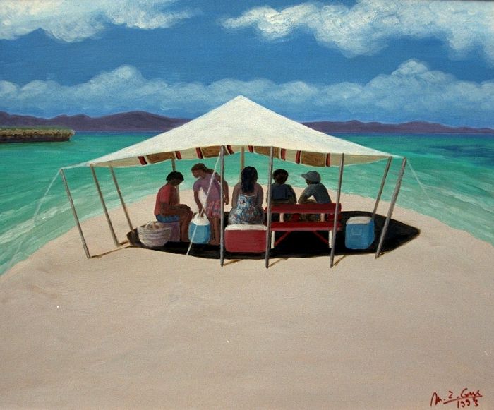 Pique-nique au banc de sable (tente conique)