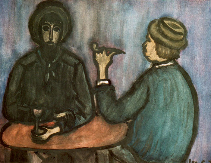 Les deux hommes au café