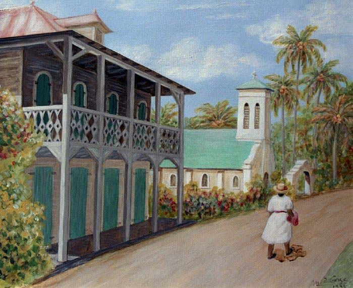 Petite rue de La Digue aux Seychelles (2e version)