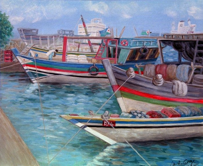 Boutres à l'escale (boutre gris)