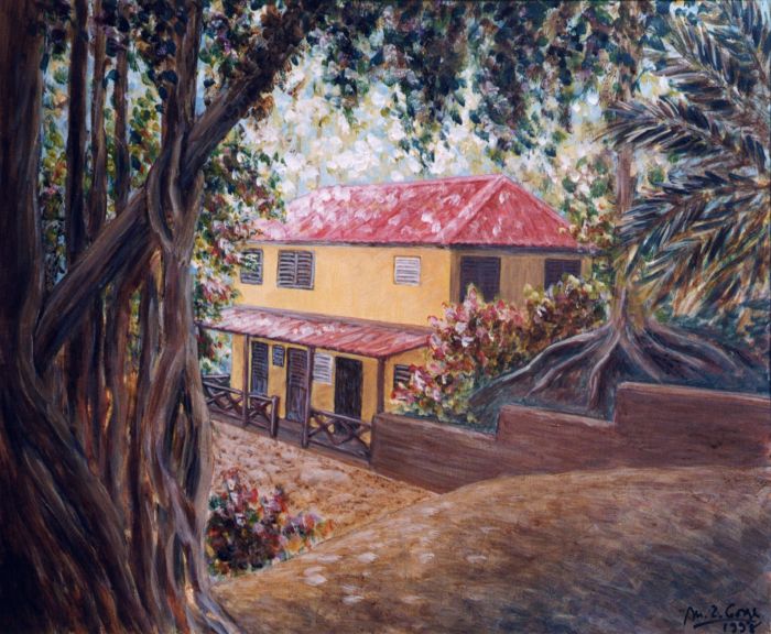 Maison jaune près des chutes de la Dunn's River