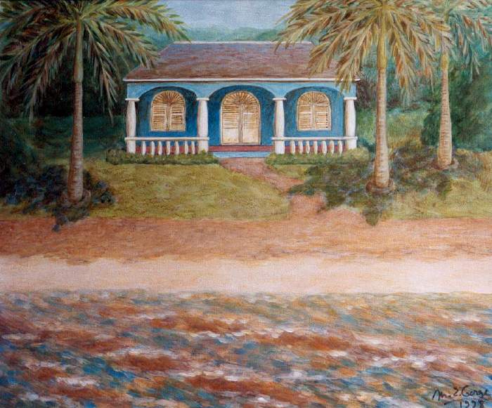 Maison bleue à la Jamaïque