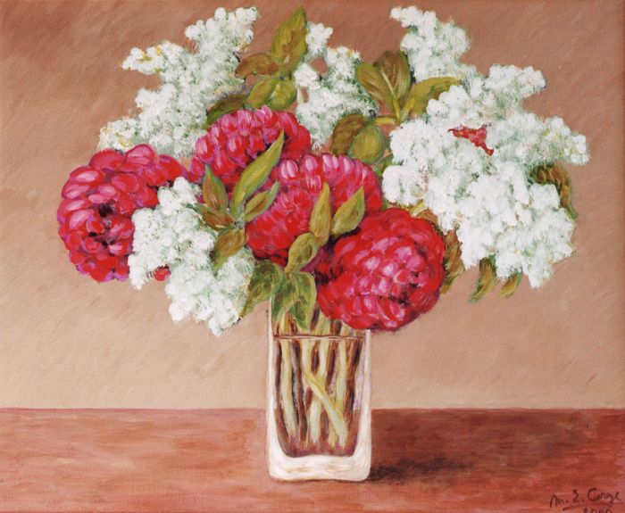 Bouquet de lilas blanc et pivoines