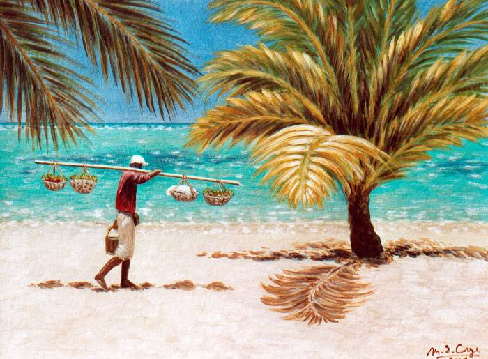 Vendeur de fruits sur la plage
