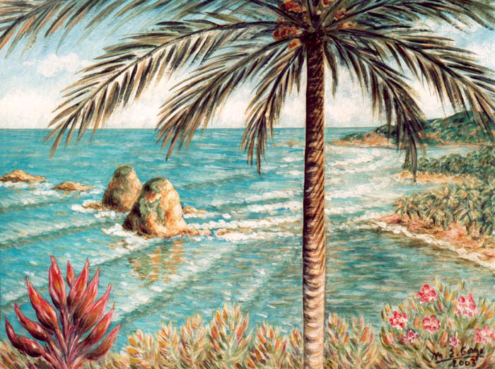 Palmier devant la mer à La Dominique