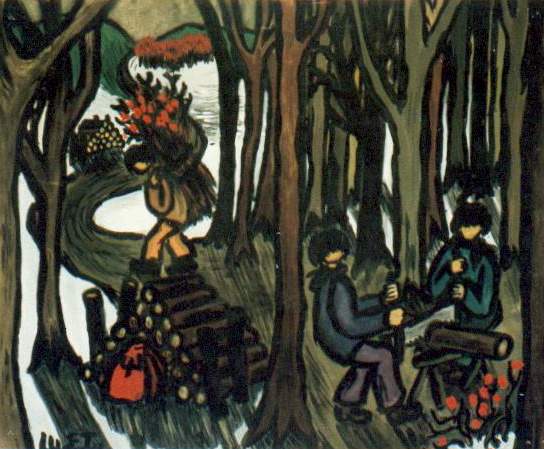 Bûcherons dans la forêt (neige)