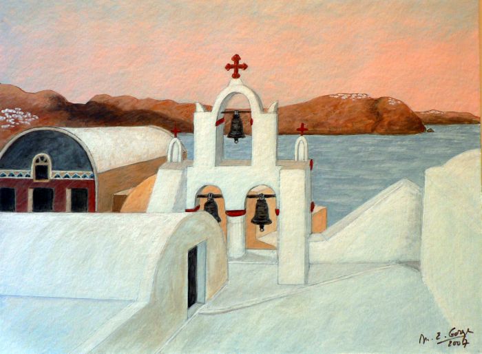 Chapelle à Oïa, sur l'île de Santorin
