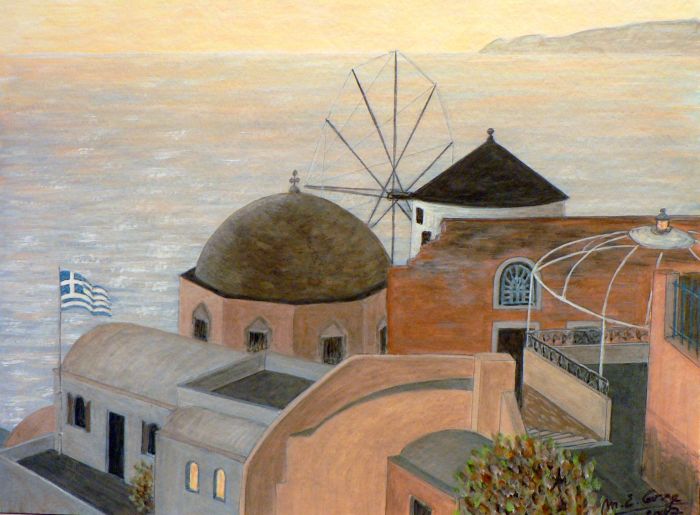 Coucher de soleil à Oïa  sur l'île de Santorin