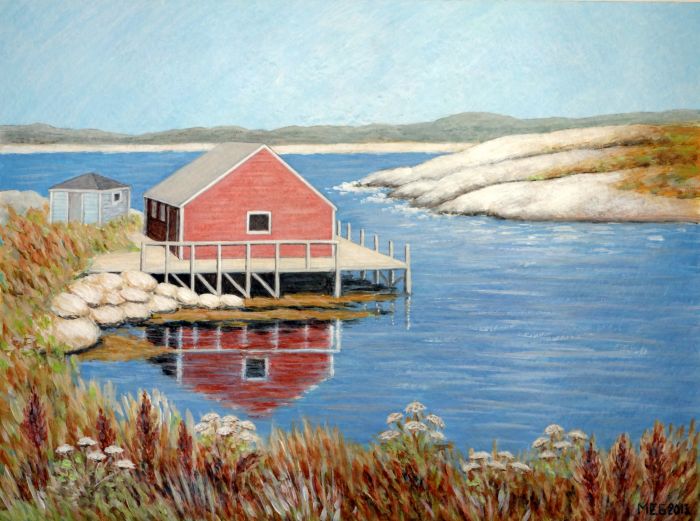 Maison rouge à Peggy's Cove