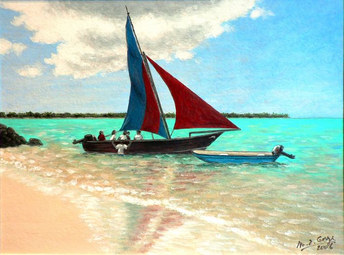 Voilier sur la plage près de Grand-Baie